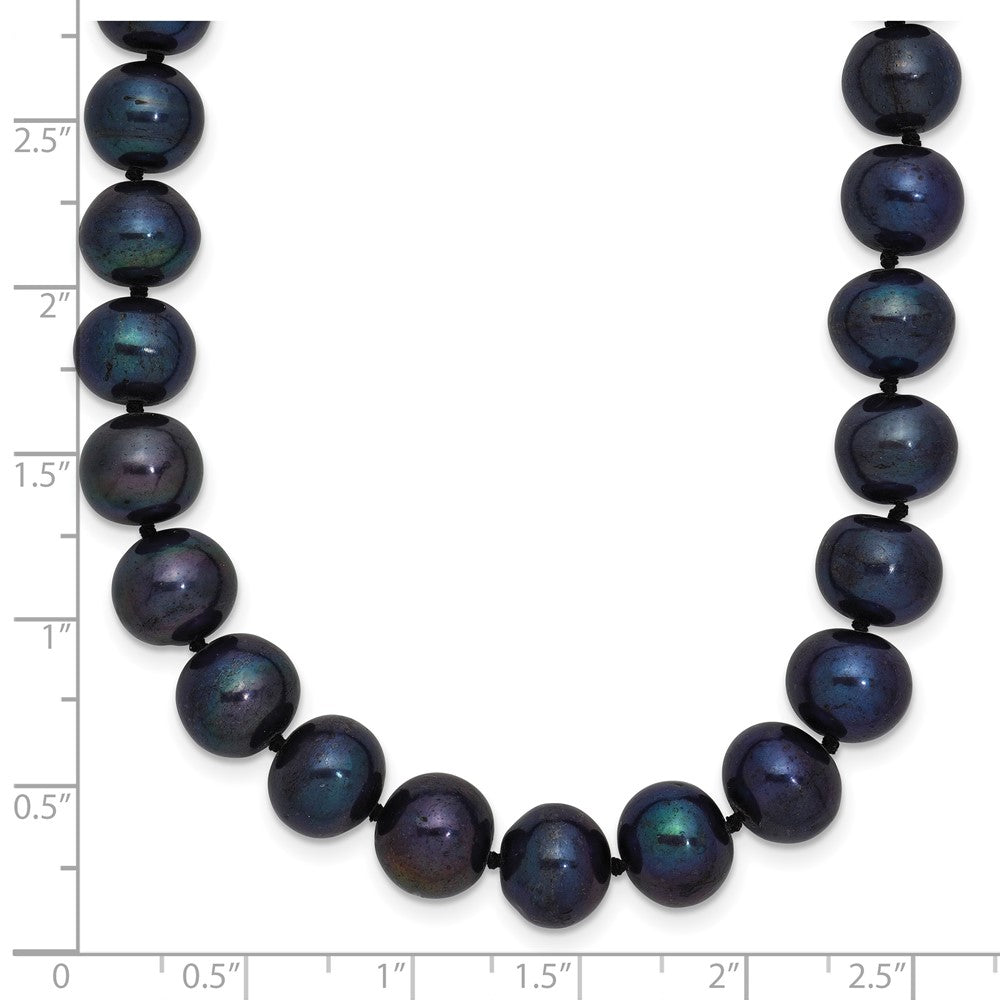 Sterlingsilber Rhodiniert 8-9mm Schwarz Fwc Perle Halskette