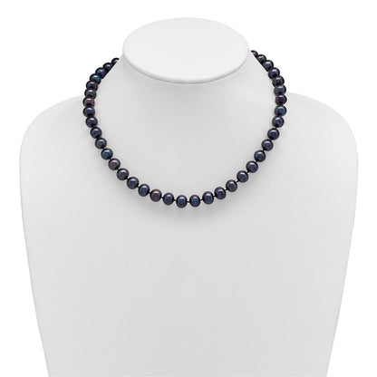 Sterlingsilber Rhodiniert 8-9mm Schwarz Fwc Perle Halskette