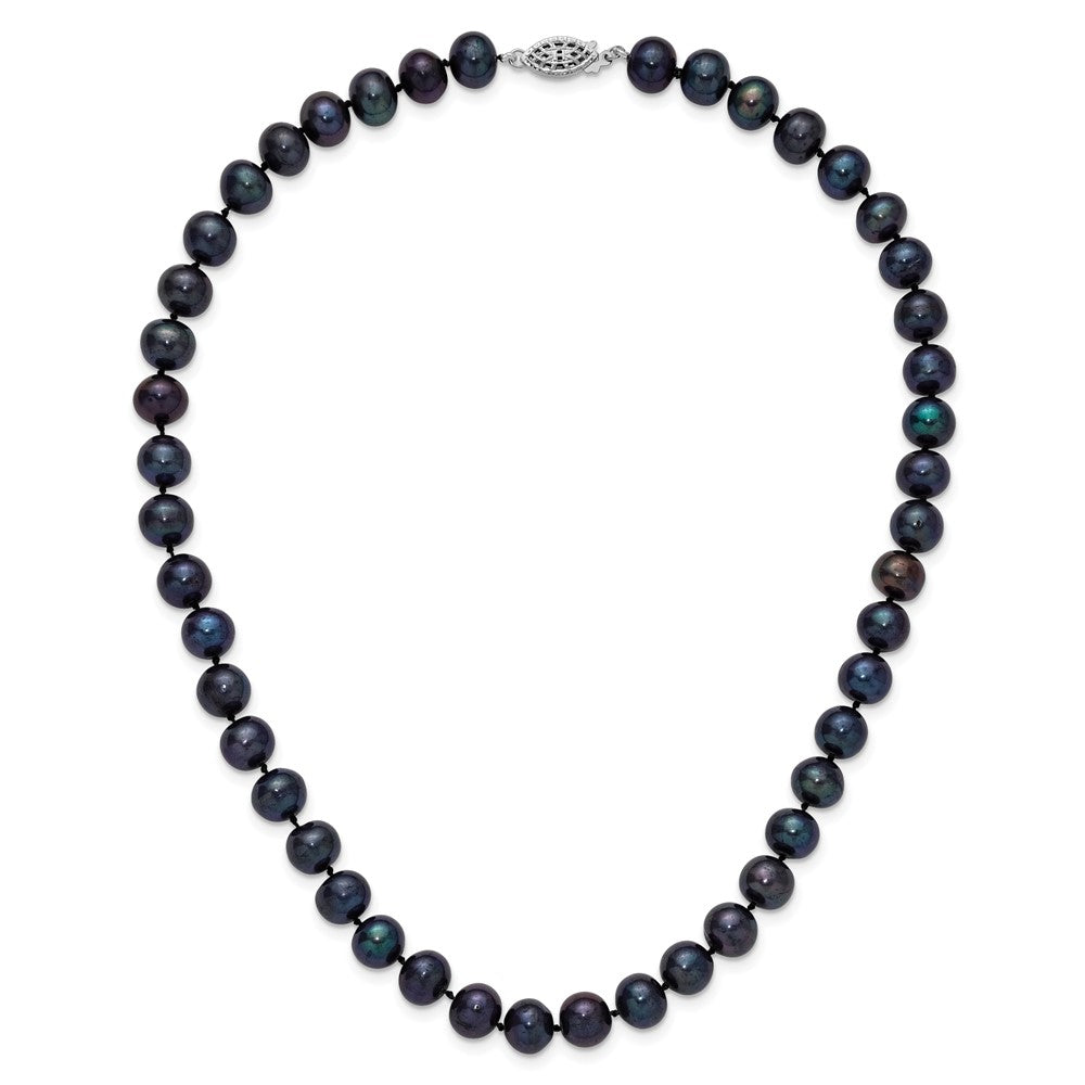 Sterlingsilber Rhodiniert 8-9mm Schwarz Fwc Perle Halskette