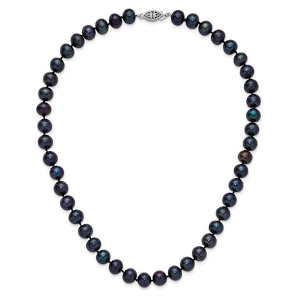 Sterlingsilber Rhodiniert 8-9mm Schwarz Fwc Perle Halskette
