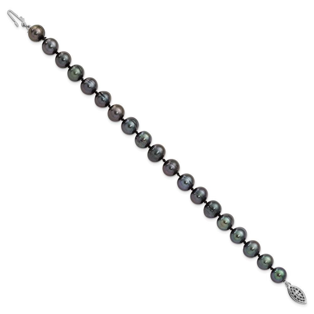 7.25 Zoll Sterlingsilber Rhodiniert 8-9mm Schwarz Fwc Perle Armband