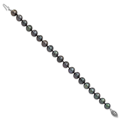 7.25 Zoll Sterlingsilber Rhodiniert 8-9mm Schwarz Fwc Perle Armband