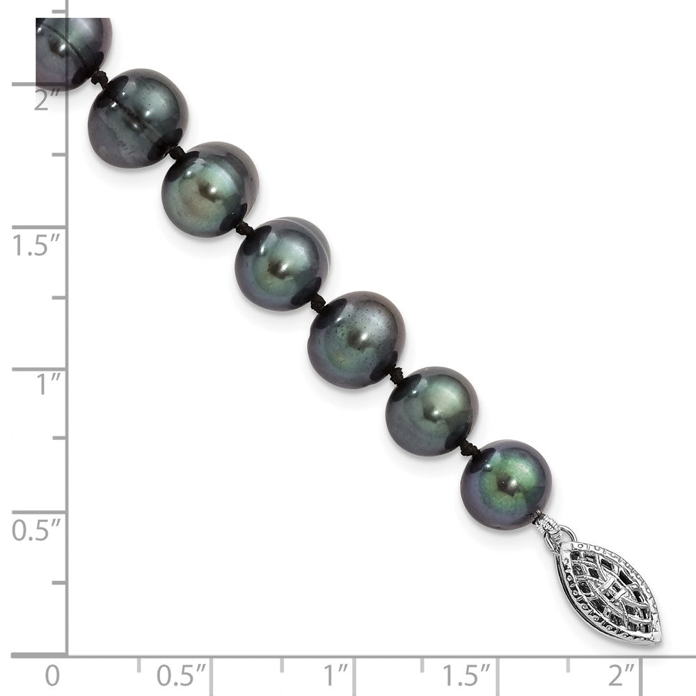 7.25 Zoll Sterlingsilber Rhodiniert 8-9mm Schwarz Fwc Perle Armband