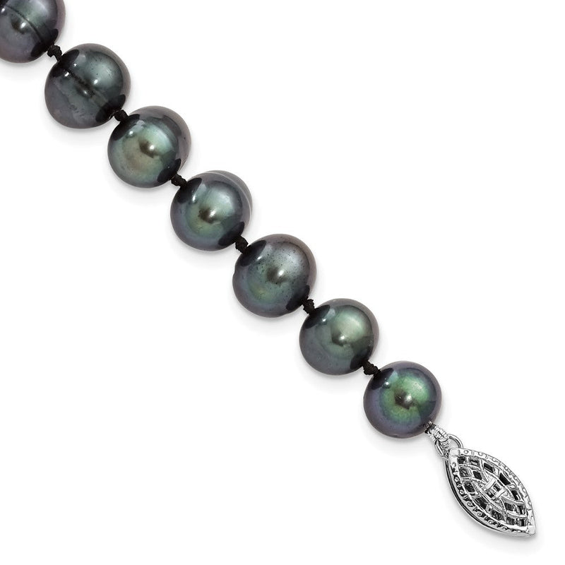 7.25 Zoll Sterlingsilber Rhodiniert 8-9mm Schwarz Fwc Perle Armband
