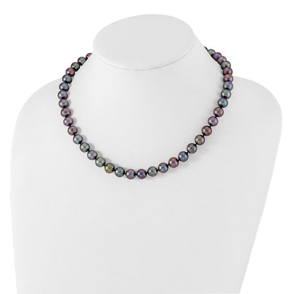 Sterlingsilber Rhodiniert 9-10mm Schwarz Fwc Perle Halskette