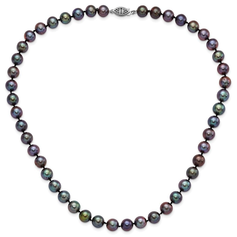 Sterlingsilber Rhodiniert 9-10mm Schwarz Fwc Perle Halskette