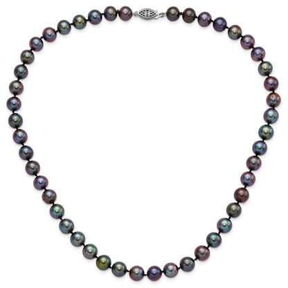 Sterlingsilber Rhodiniert 9-10mm Schwarz Fwc Perle Halskette