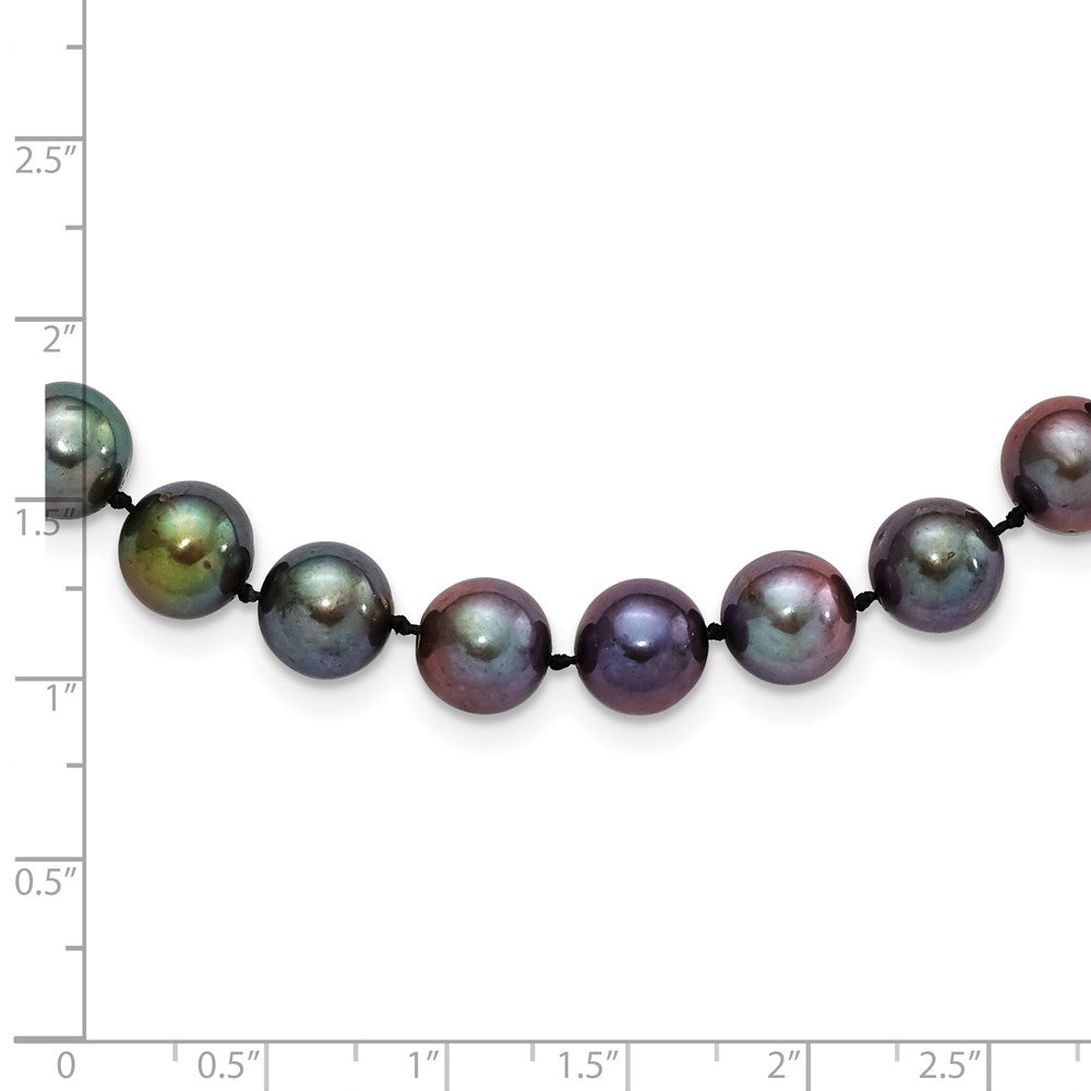 Sterlingsilber Rhodiniert 9-10mm Schwarz Fwc Perle Halskette