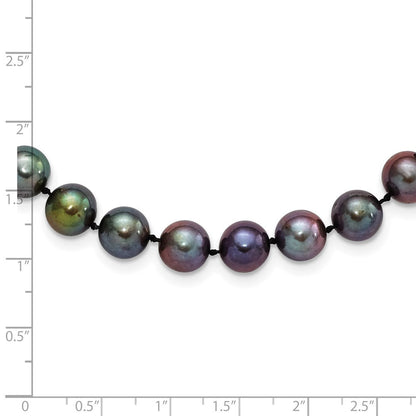 Sterlingsilber Rhodiniert 9-10mm Schwarz Fwc Perle Halskette