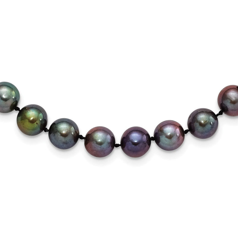 Sterlingsilber Rhodiniert 9-10mm Schwarz Fwc Perle Halskette