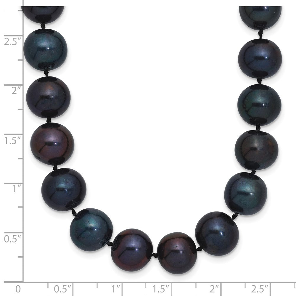 Sterlingsilber Rhodiniert 10-11mm Schwarz Fwc Perle Halskette