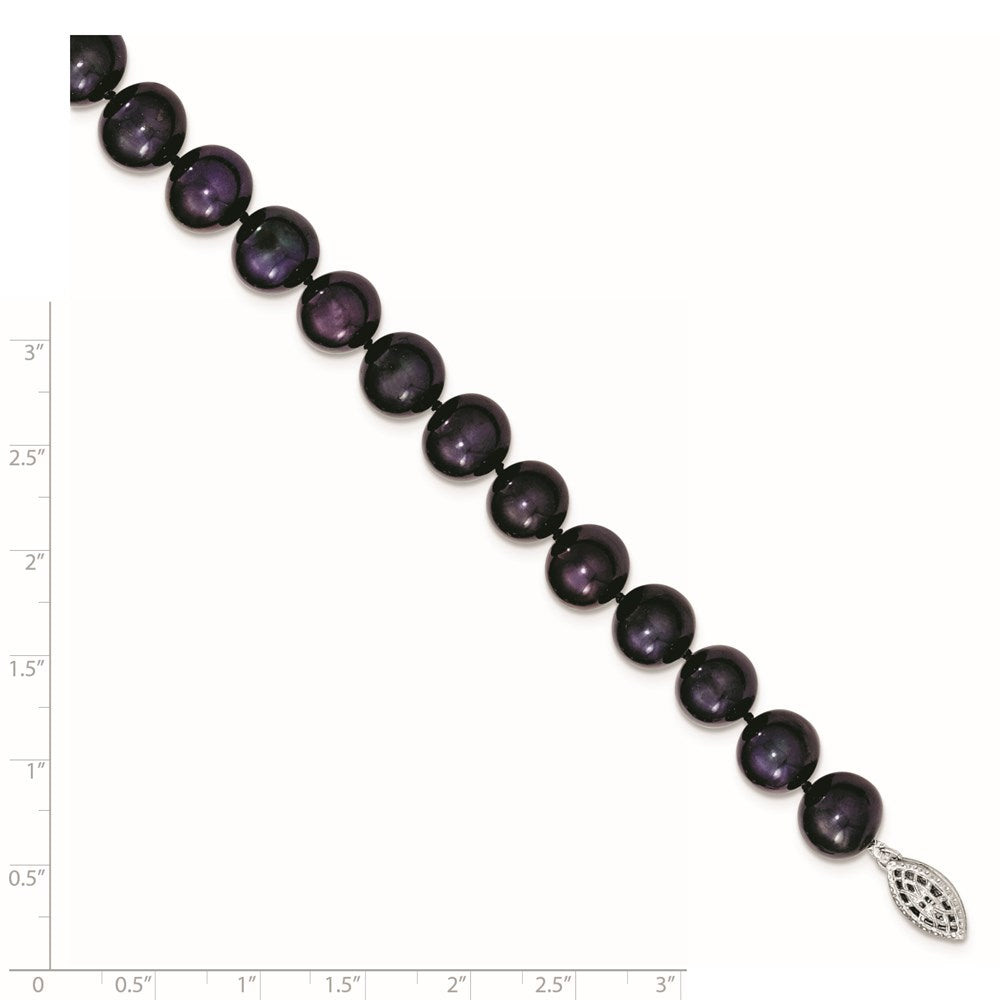 7.25 Zoll Sterlingsilber Rhodiniert 10-11mm Schwarz Fwc Perle Armband