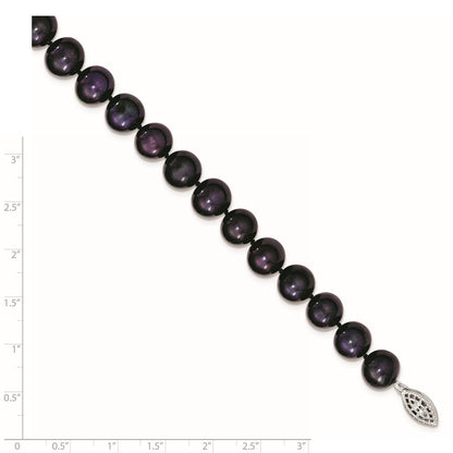 7.25 Zoll Sterlingsilber Rhodiniert 10-11mm Schwarz Fwc Perle Armband