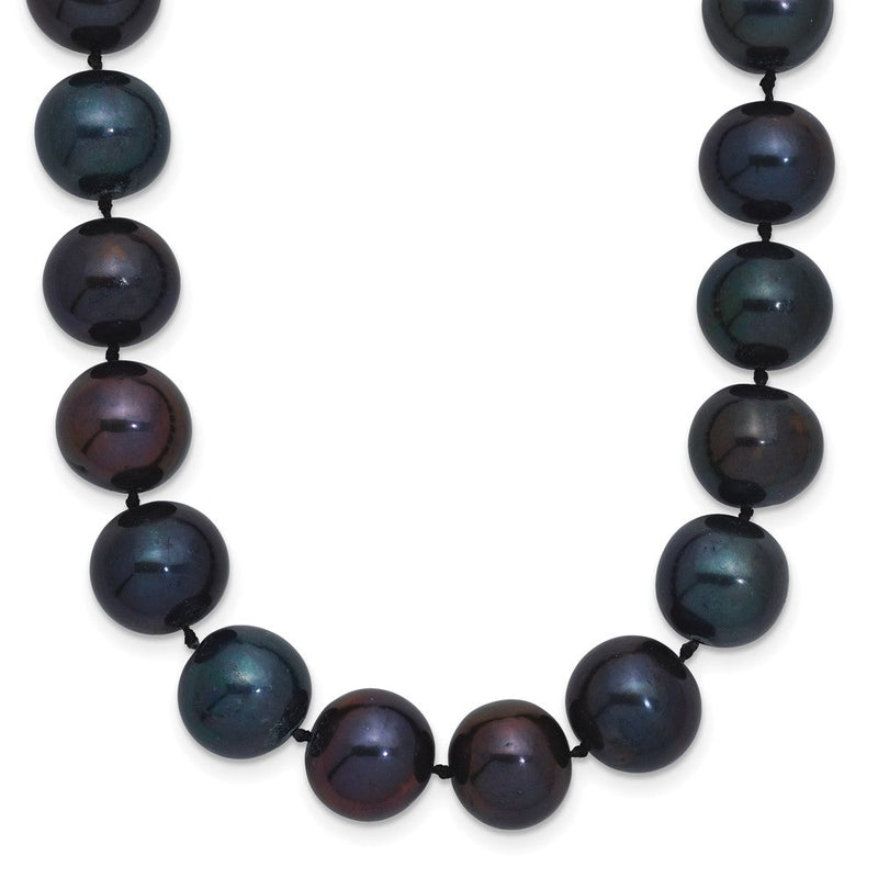 Sterlingsilber Rhodiniert 10-11mm Schwarz Fwc Perle Halskette