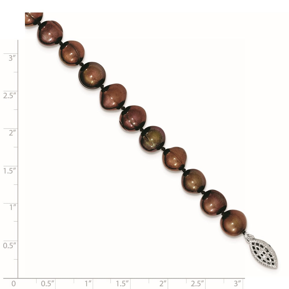 Sterlingsilber 9-10mm Coffee Egg Form Fw Zuchtperle Halskette