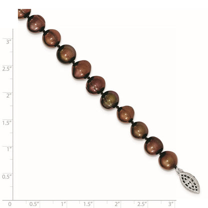 Sterlingsilber 9-10mm Coffee Egg Form Fw Zuchtperle Halskette