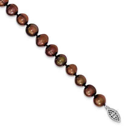 Sterlingsilber 9-10mm Coffee Egg Form Fw Zuchtperle Halskette