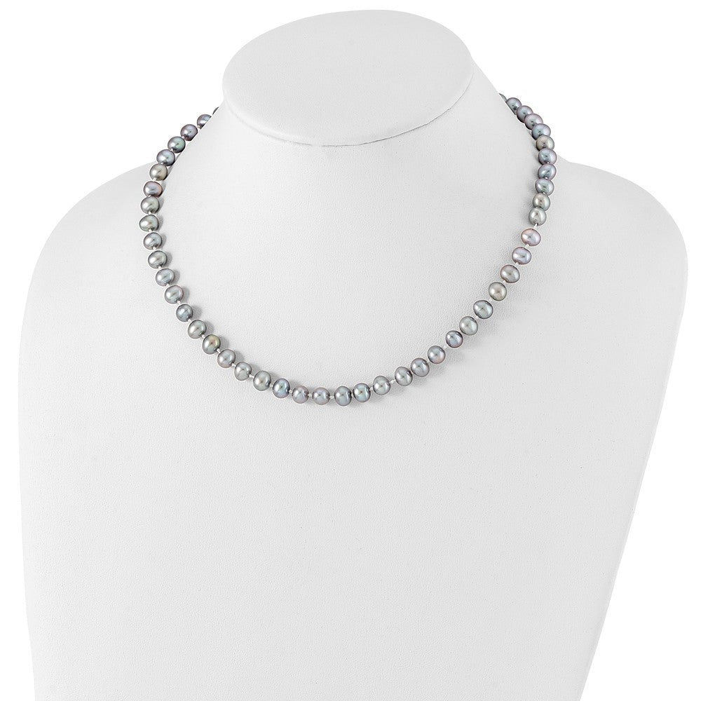 Sterlingsilber Rhodium 6-7mm Grau Fwc Perle Halskette