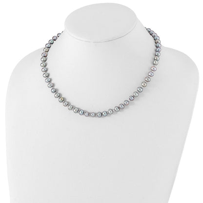 Sterlingsilber Rhodium 6-7mm Grau Fwc Perle Halskette