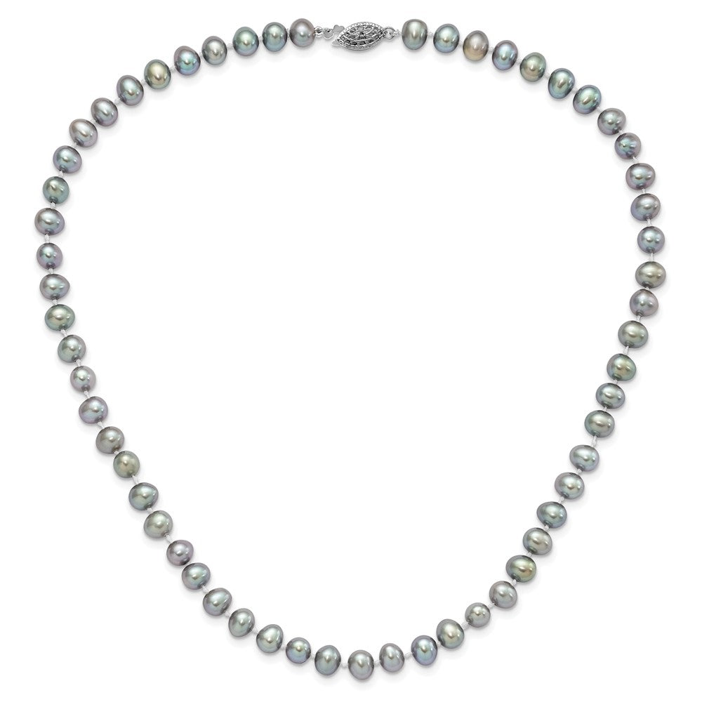 Sterlingsilber Rhodium 6-7mm Grau Fwc Perle Halskette