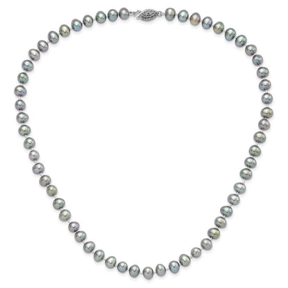 Sterlingsilber Rhodium 6-7mm Grau Fwc Perle Halskette