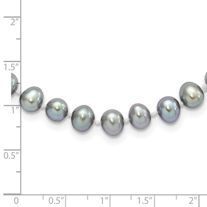 7.25 Zoll Sterlingsilber Rhodium 6-7mm Grau Fwc Perle Armband