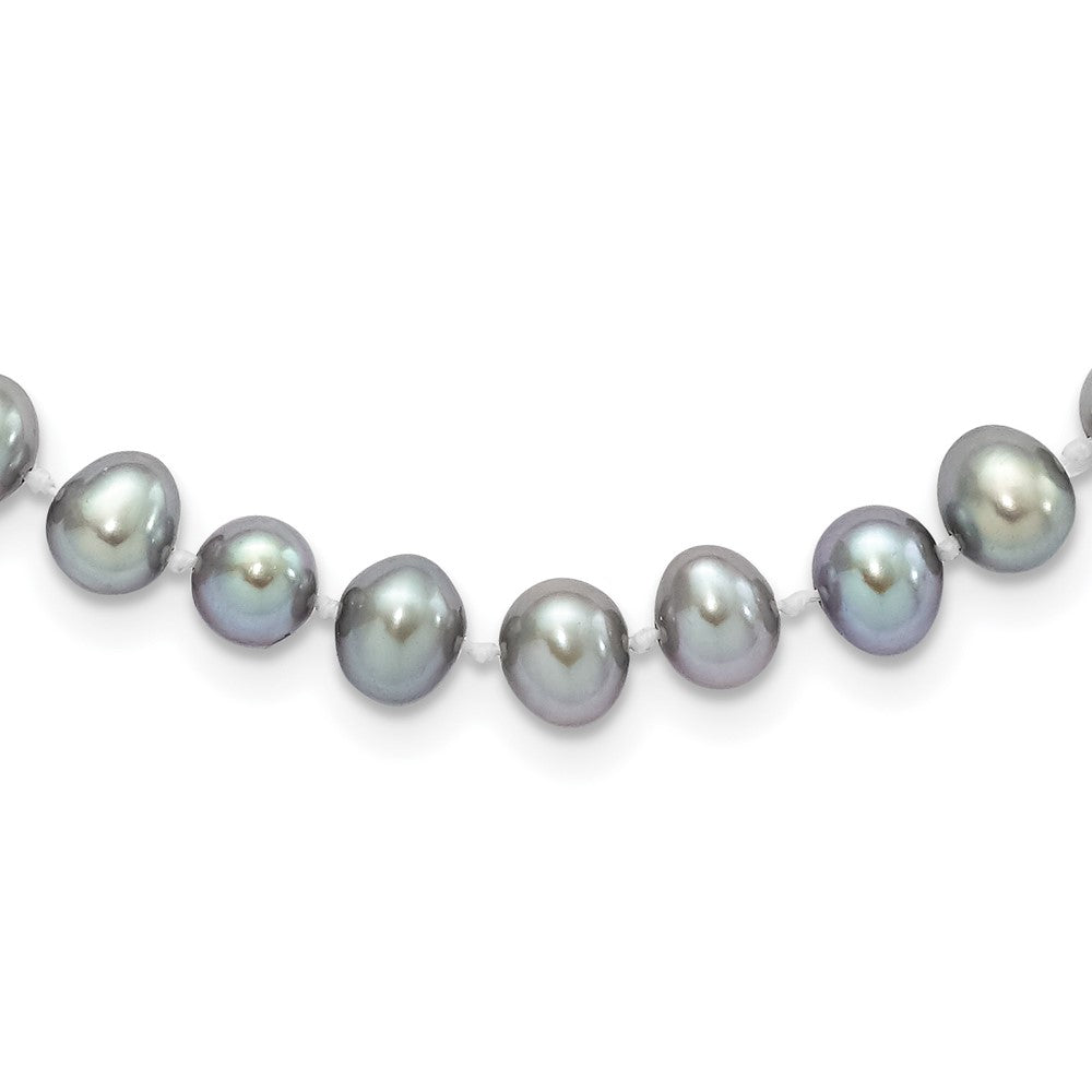 Sterlingsilber Rhodium 6-7mm Grau Fwc Perle Halskette
