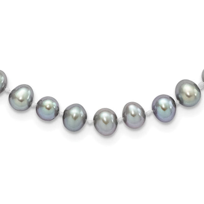 Sterlingsilber Rhodium 6-7mm Grau Fwc Perle Halskette