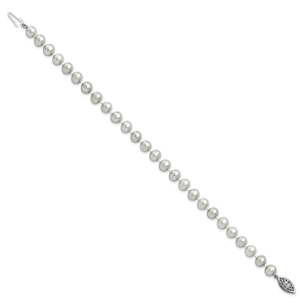 7.25 Zoll Sterlingsilber Rhodium 6-7mm Grau Fwc Perle Armband