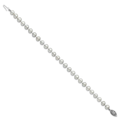 7.25 Zoll Sterlingsilber Rhodium 6-7mm Grau Fwc Perle Armband