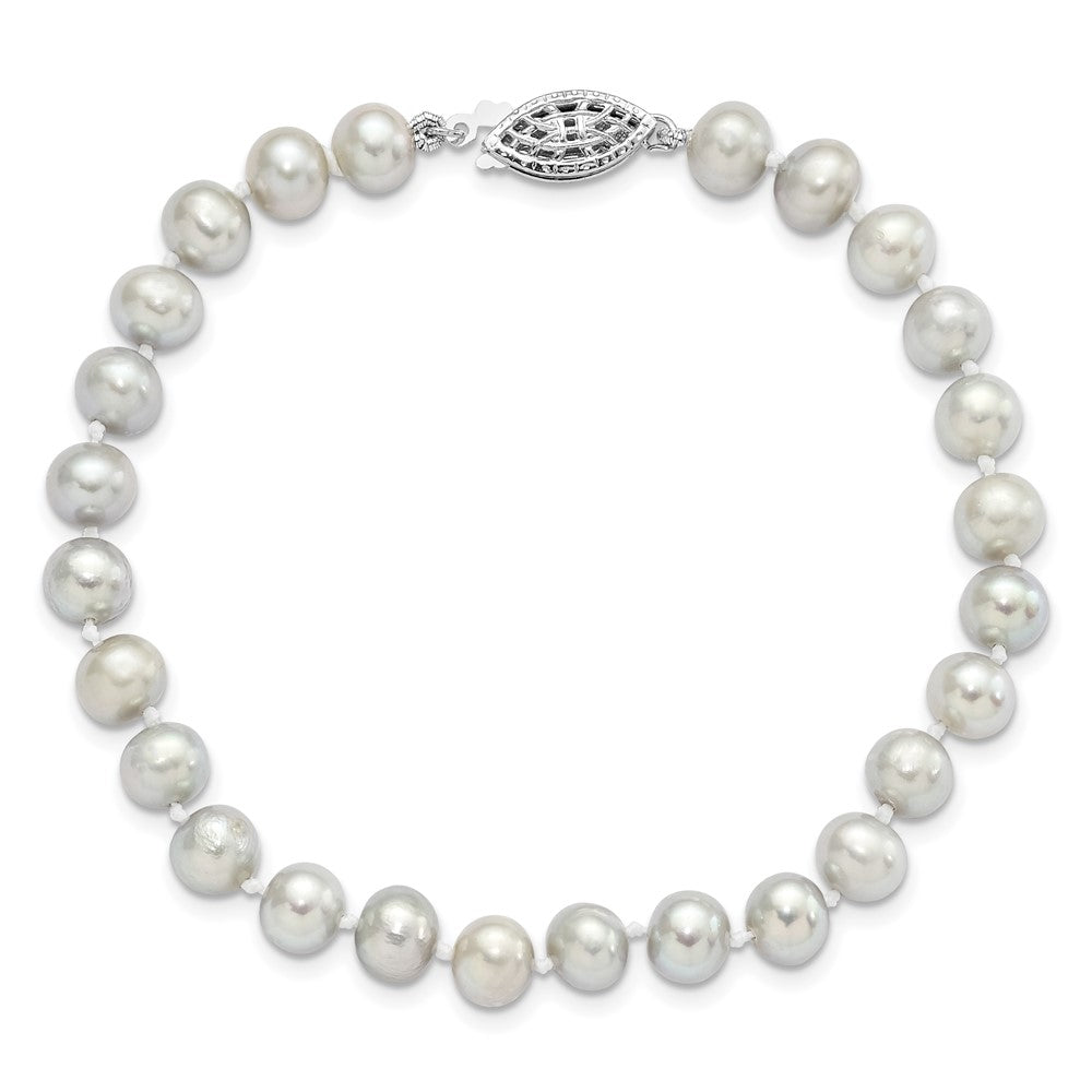 7.25 Zoll Sterlingsilber Rhodium 6-7mm Grau Fwc Perle Armband