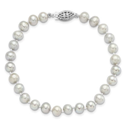 7.25 Zoll Sterlingsilber Rhodium 6-7mm Grau Fwc Perle Armband