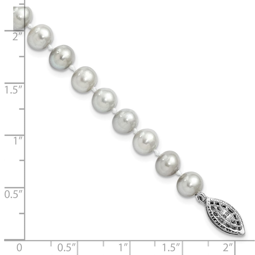 7.25 Zoll Sterlingsilber Rhodium 6-7mm Grau Fwc Perle Armband