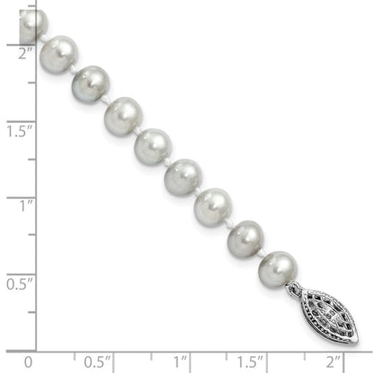 7.25 Zoll Sterlingsilber Rhodium 6-7mm Grau Fwc Perle Armband