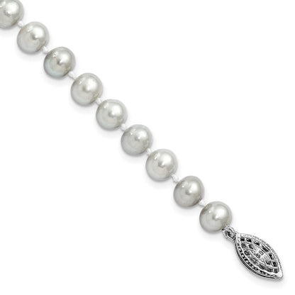 7.25 Zoll Sterlingsilber Rhodium 6-7mm Grau Fwc Perle Armband