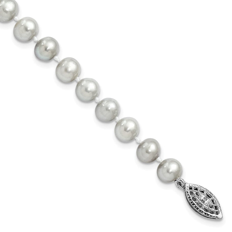 7.25 Zoll Sterlingsilber Rhodium 6-7mm Grau Fwc Perle Armband