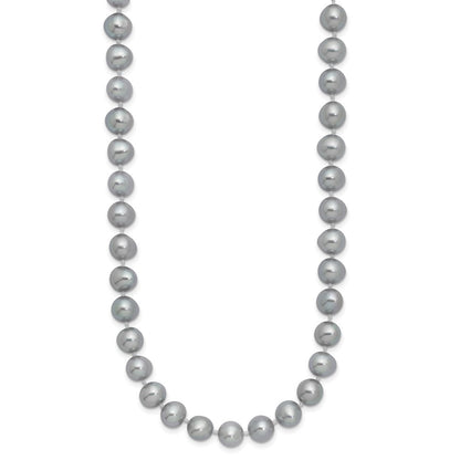 Sterlingsilber Rhodium 7-8mm Grau Fwc Perle Halskette