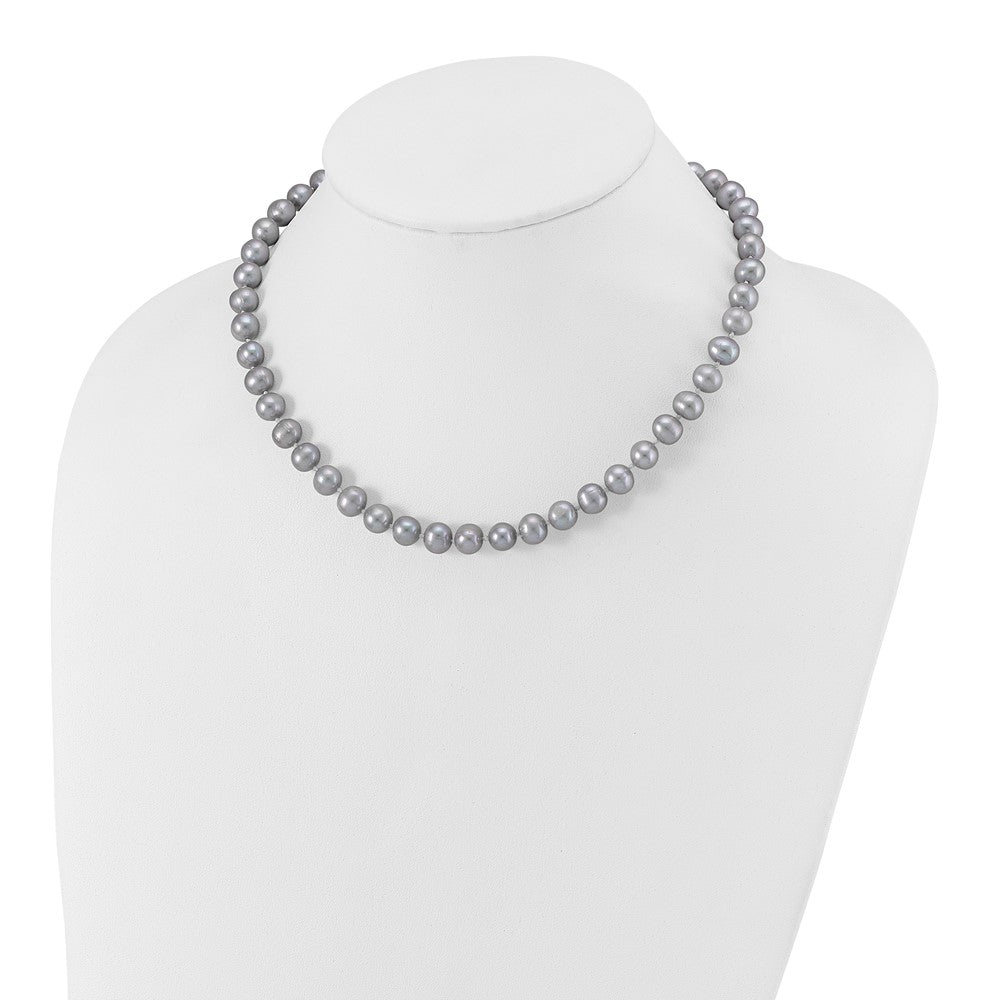 Sterlingsilber Rhodium 7-8mm Grau Fwc Perle Halskette