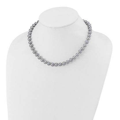 Sterlingsilber Rhodium 7-8mm Grau Fwc Perle Halskette