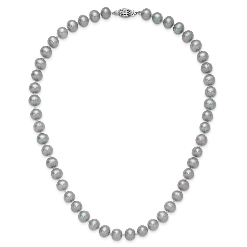 Sterlingsilber Rhodium 7-8mm Grau Fwc Perle Halskette
