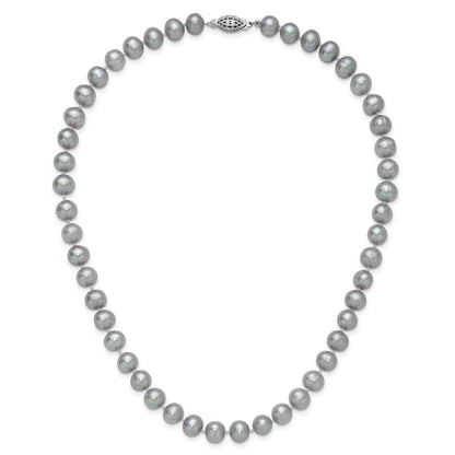 Sterlingsilber Rhodium 7-8mm Grau Fwc Perle Halskette