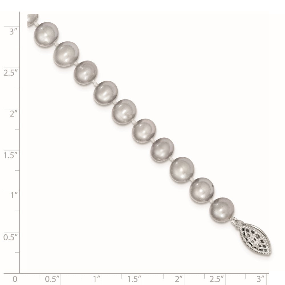 7.25 Zoll Sterlingsilber Rhodium 7-8mm Grau Fwc Perle Armband