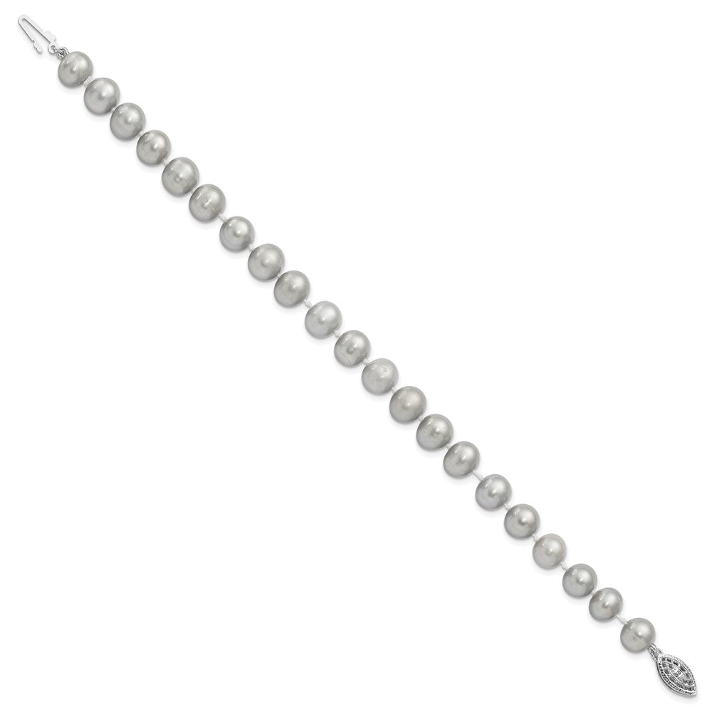 7.25 Zoll Sterlingsilber Rhodium 7-8mm Grau Fwc Perle Armband