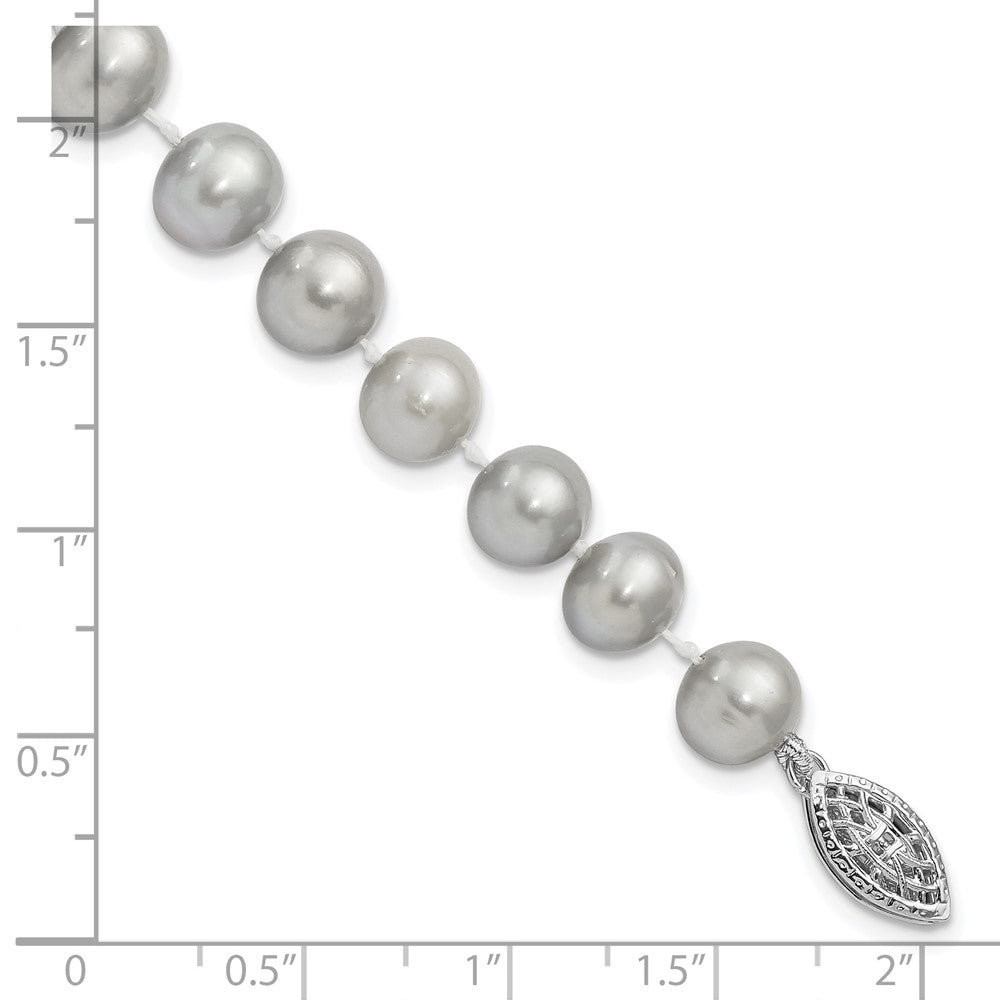 7.25 Zoll Sterlingsilber Rhodium 7-8mm Grau Fwc Perle Armband