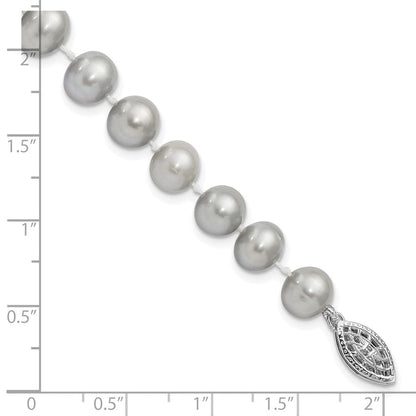 7.25 Zoll Sterlingsilber Rhodium 7-8mm Grau Fwc Perle Armband