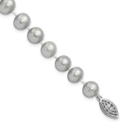 7.25 Zoll Sterlingsilber Rhodium 7-8mm Grau Fwc Perle Armband