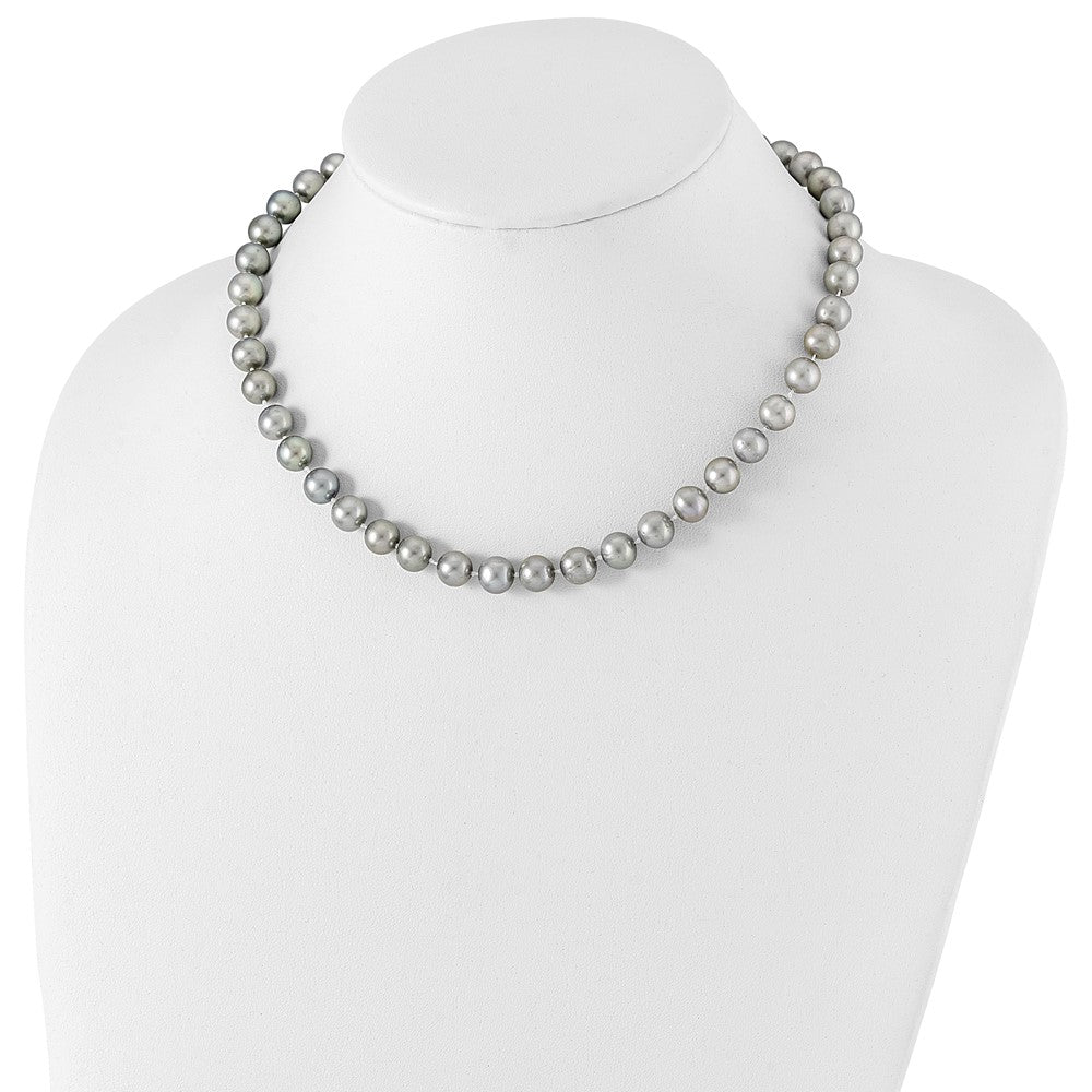 Sterlingsilber Rhodium 8-9mm Grau Fwc Perle Halskette