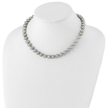 Sterlingsilber Rhodium 8-9mm Grau Fwc Perle Halskette