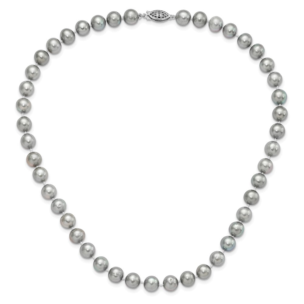 Sterlingsilber Rhodium 8-9mm Grau Fwc Perle Halskette