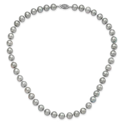 Sterlingsilber Rhodium 8-9mm Grau Fwc Perle Halskette